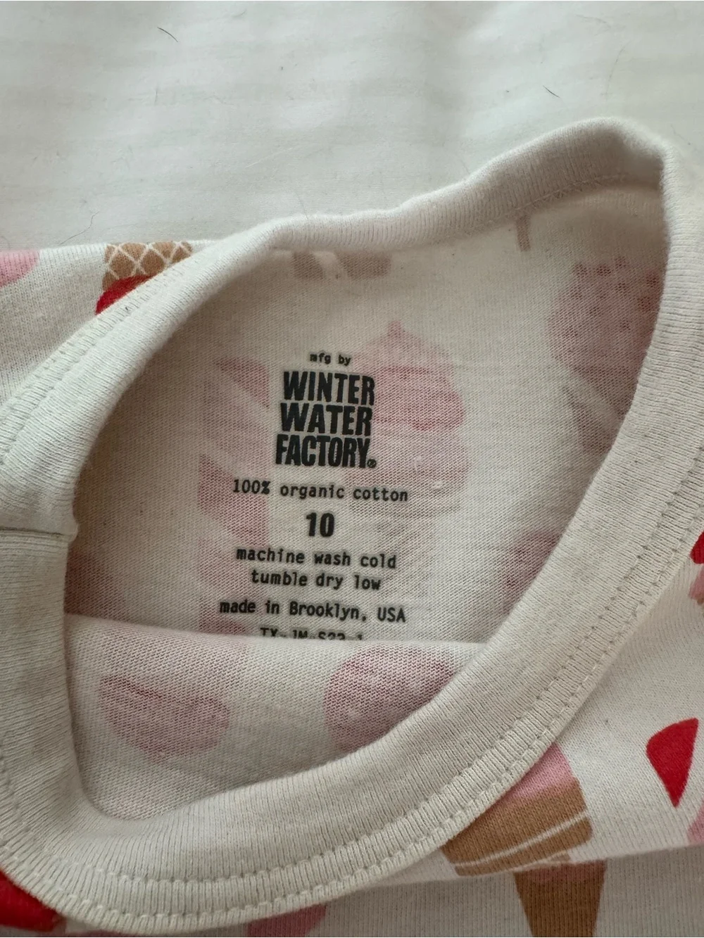 WINTER WATER FACTORY organic cotton ice cream tee sz 10